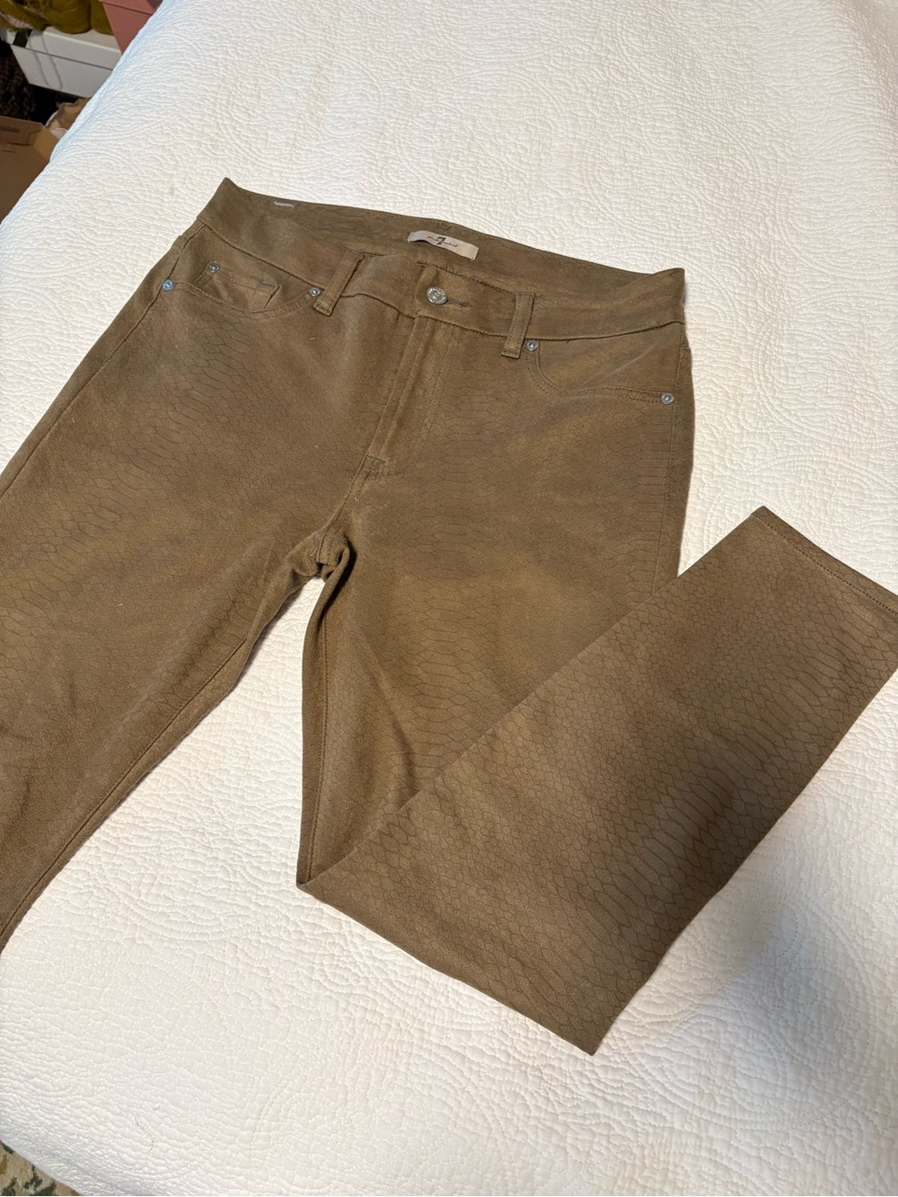 7 For All Mankind Olive Brown Skinny Jeans